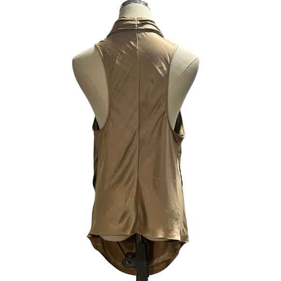 Helmut Lang Champagne Silk Draped Cowl V Neck Sleeveless Racerback Top sz Lg - Picture 6 of 9